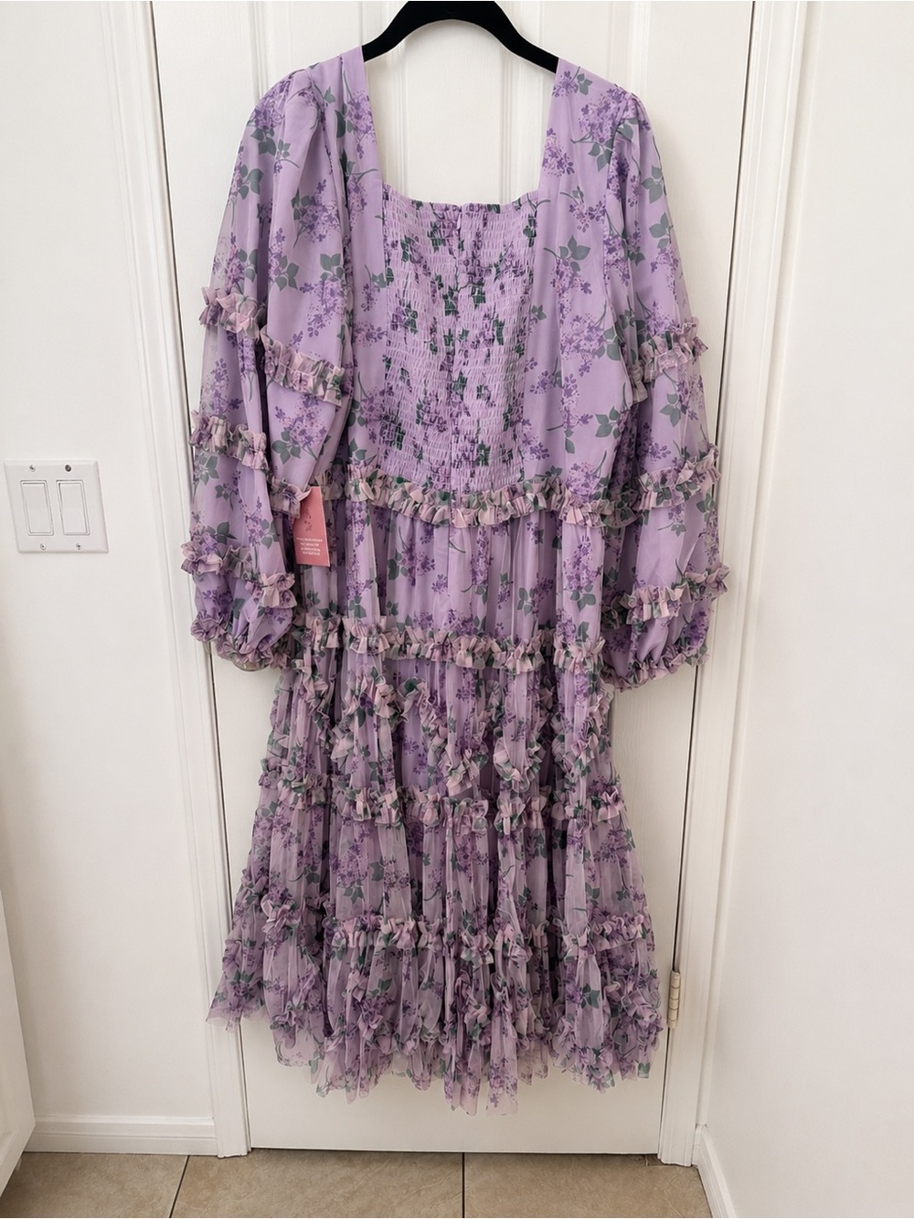 Ivy City Co Lavender Floral Ruffle Midi Dress - Picture 2 of 3
